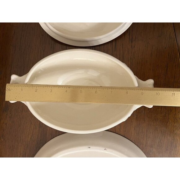 Vintage Ceramic Oval Dish Tureen With Lid With Plate Flower Design 7.5” x 5.5” - Picture 8 of 12